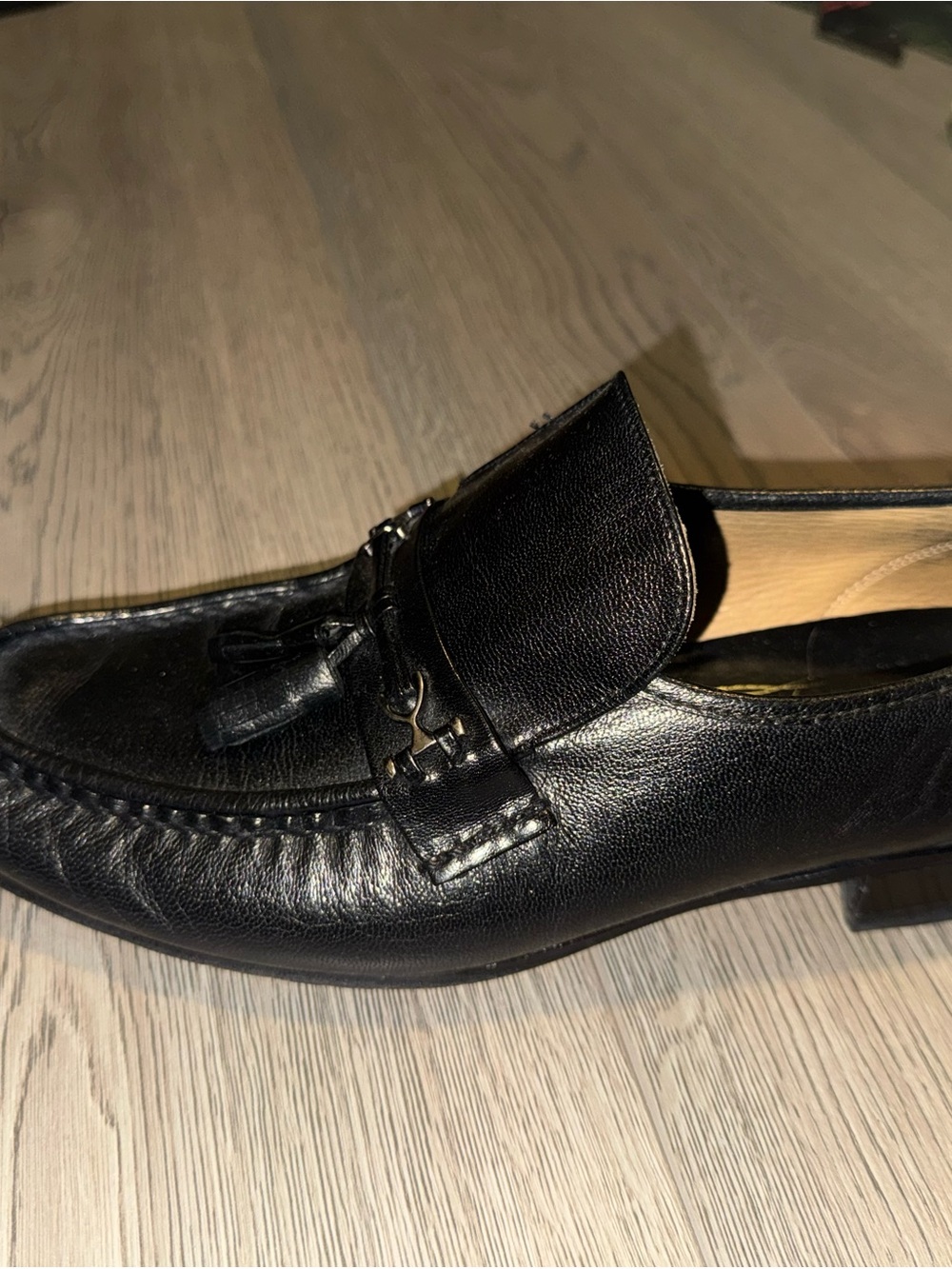 Vintage Florsheim Imperial Black Leather Tassel Loafers